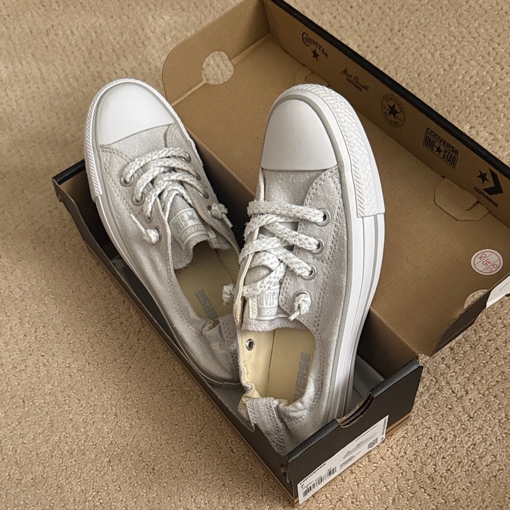 Converse Metallic Silver Low-Tops - Never Worn